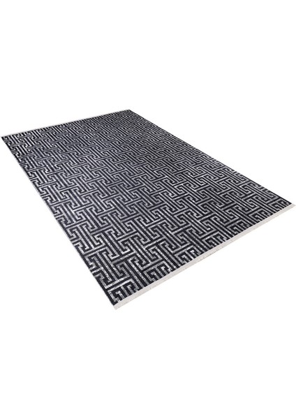 Krasnoturyinsk Siyah Modern Polyester Dijital Baskı Halı