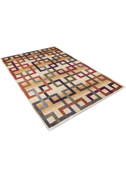 Apatiti Turuncu Geometrik Polyester Dijital Baskı Halı