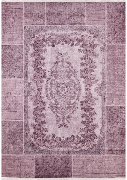 Klintsi Pembe Patchwork Polyester Dijital Baskı Halı