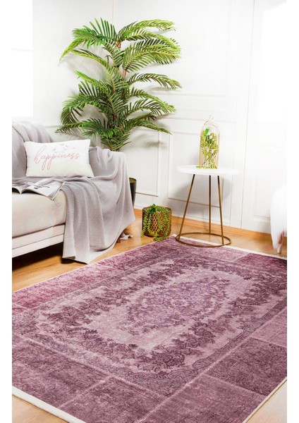 Klintsi Pembe Patchwork Polyester Dijital Baskı Halı
