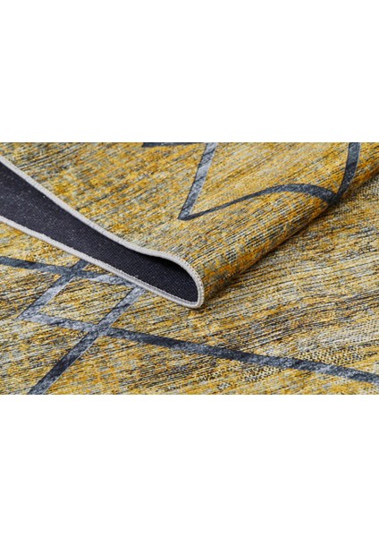 Izberbas Sarı Geometrik Polyester Dijital Baskı Halı