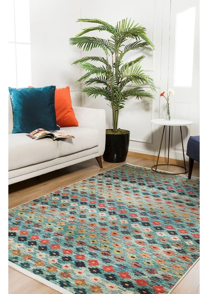 Kansk Yeşil Modern Polyester Dijital Baskı Halı