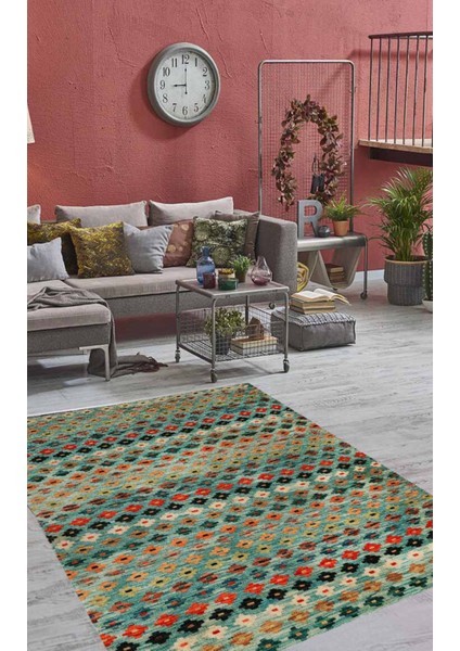Kansk Yeşil Modern Polyester Dijital Baskı Halı