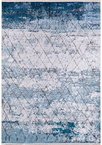 Pavlovskiposad Mavi Modern Polyester Dijital Baskı Halı