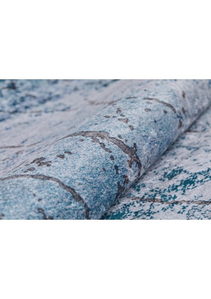 Pavlovskiposad Mavi Modern Polyester Dijital Baskı Halı