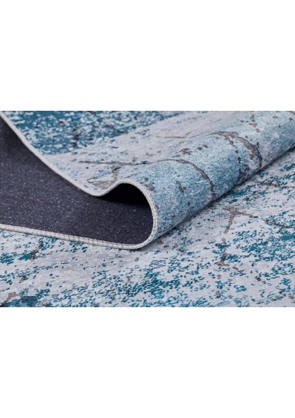 Pavlovskiposad Mavi Modern Polyester Dijital Baskı Halı