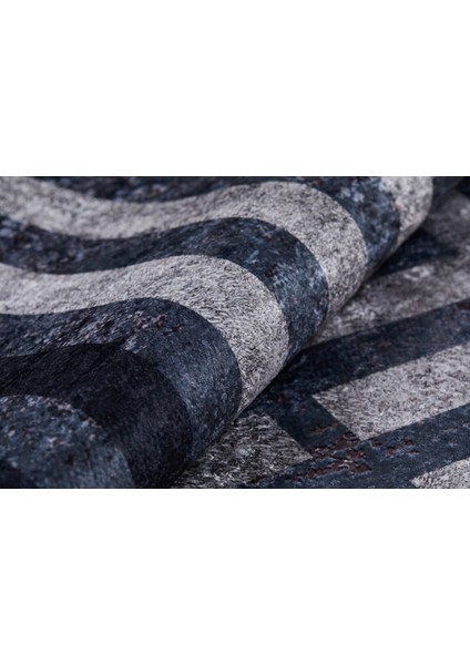 Rjev Antrasit Modern Polyester Dijital Baskı Halı