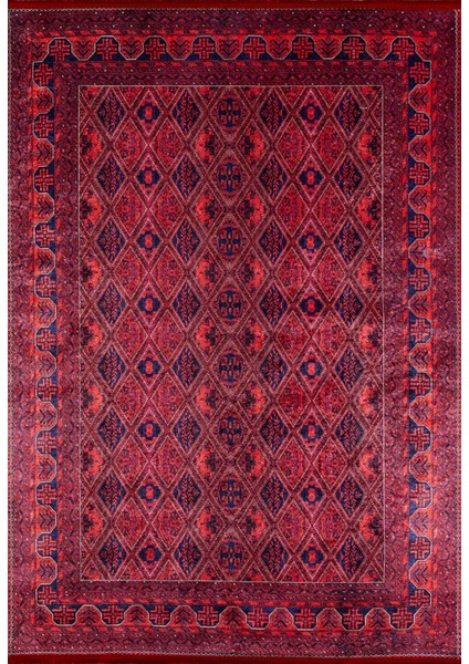 Kinesma Kırmızı Göbekli Polyester Dijital Baskı Halı