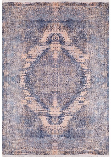Puskino Mavi Göbekli Polyester Dijital Baskı Halı