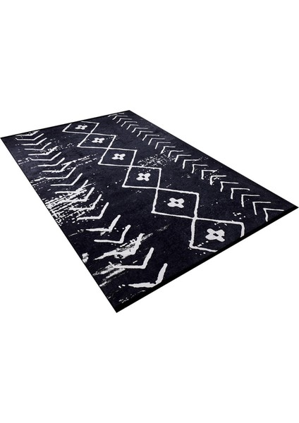 Balasov Siyah Modern Polyester Dijital Baskı Halı