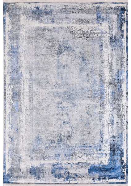 Cehov Mavi Modern Polyester Dijital Baskı Halı