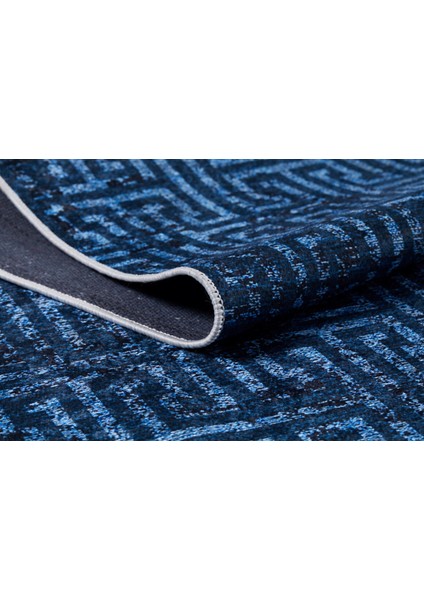 Iskitim Lacivert Modern Polyester Dijital Baskı Halı