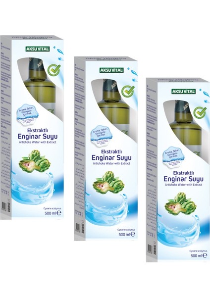 Aksu Vital Ekstraktlı Enginar Suyu 500 ml x 3'lü