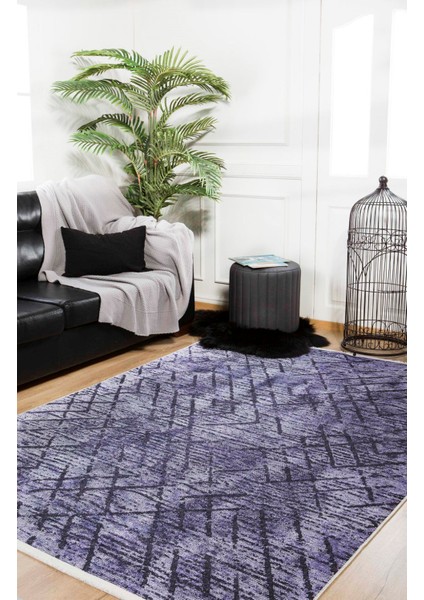 Kumertau Mor Çizgili Polyester Dijital Baskı Halı