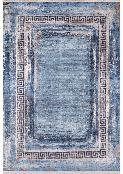 Scyokino Mavi Modern Polyester Dijital Baskı Halı