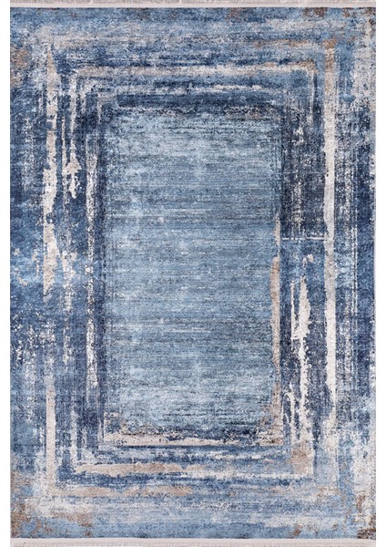 Vyazma Mavi Modern Polyester Dijital Baskı Halı