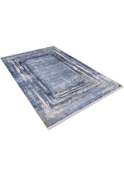 Vyazma Mavi Modern Polyester Dijital Baskı Halı
