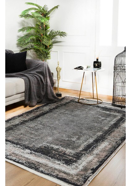 Liski Antrasit Modern Polyester Dijital Baskı Halı