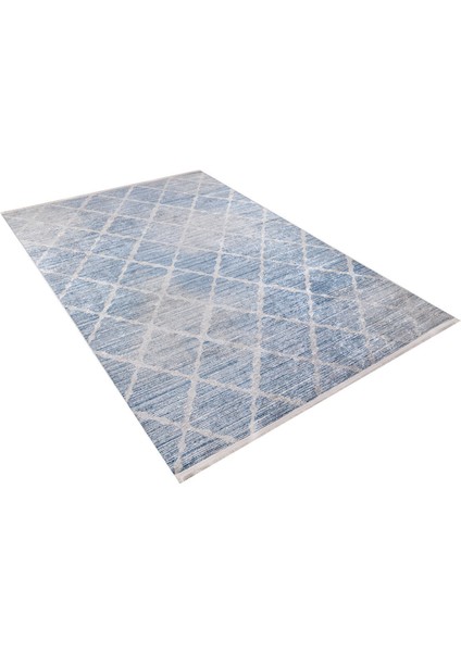 Vorkuta Mavi Geometrik Polyester Dijital Baskı Halı