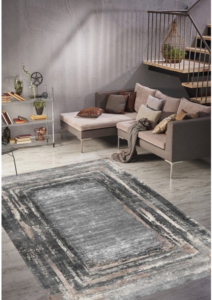 Gukovo Antrasit Modern Polyester Dijital Baskı Halı