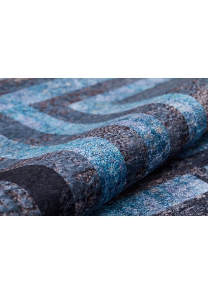 Revda Antrasit Çizgili Polyester Dijital Baskı Halı modelleri