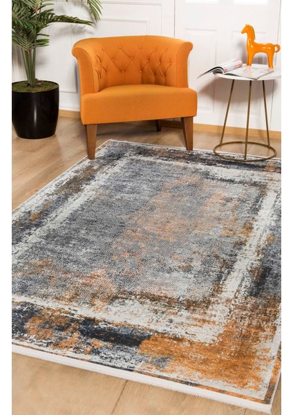 Kotlas Antrasit Modern Polyester Dijital Baskı Halı