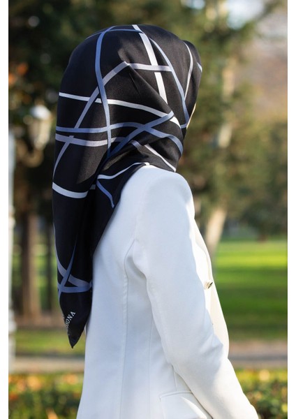 Kadın Twill Ipek Eşarp Siyah - Indigo DGN50487 (Tivil İpek)