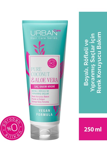 URBAN Care Pure Coconut & Aloe Vera Renk Koruyucu Saç Bakım Kremi 250 ml -vegan