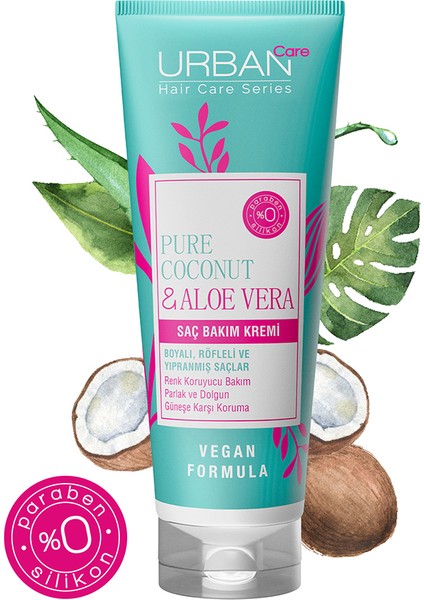 URBAN Care Pure Coconut & Aloe Vera Renk Koruyucu Saç Bakım Kremi 250 ml -vegan