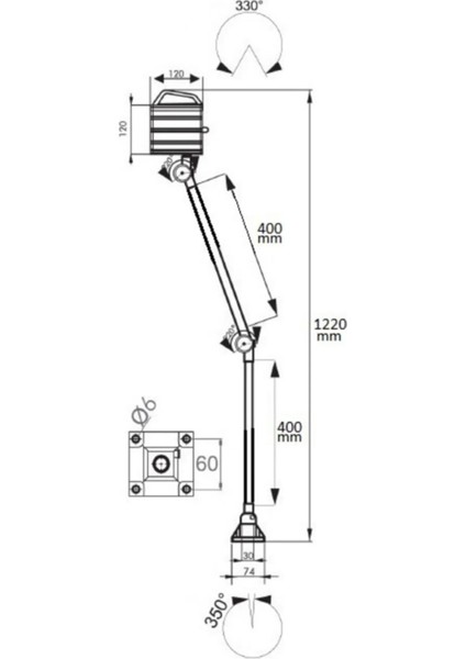 H-34-65 Halojen Makine Aydınlatma Lambası