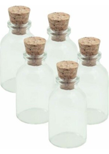 Cam Şişe Mantar Tıpalı Ufak Cam Şişeler 25CC 10LU