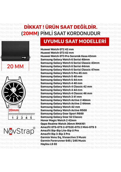 Samsung Galaxy Watch 6 Seri 40-44MM Classic 43-47MM ile Uyumlu Kordon (20 Mm) Soft Silikon modelleri