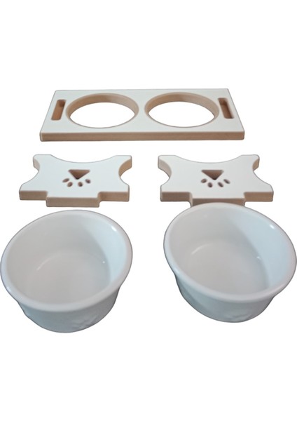Seramik Kaseli Kedi - Köpek Mama ve Su Kabı Standı-2*400 ml. fırsatları