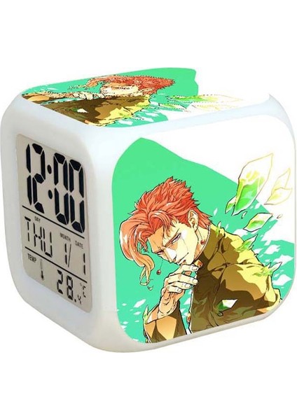 7 Renkli LED Kare Dijital Alarmlı Saat - Beyaz (Yurt Dışından)