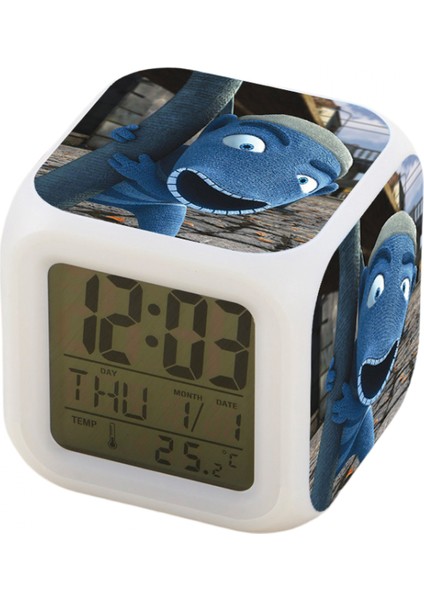 7 Renkli LED Kare Dijital Alarmlı Saat - Beyaz (Yurt Dışından)
