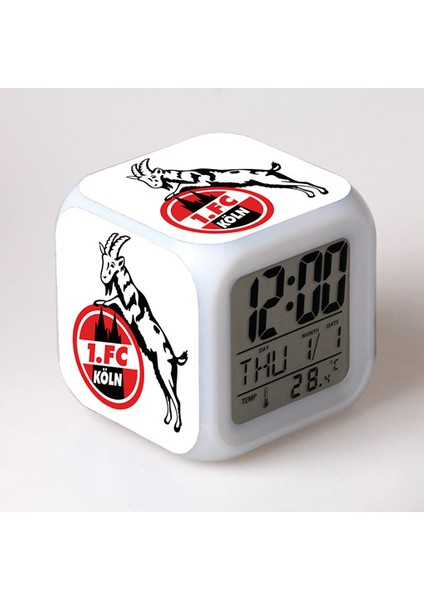7 Renkli LED Kare Dijital Alarmlı Saat - Beyaz (Yurt Dışından)