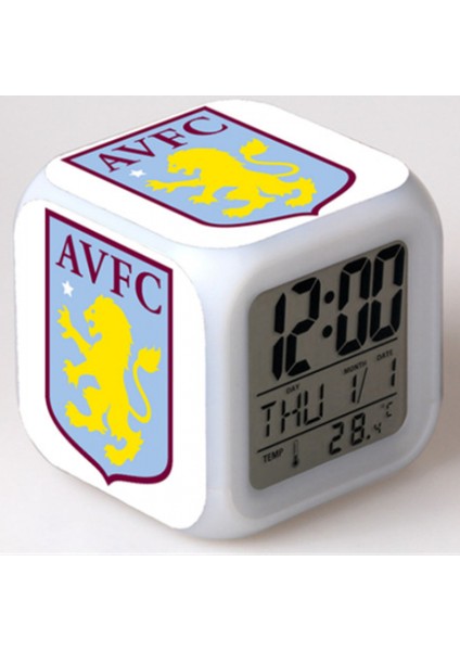 7 Renkli LED Kare Dijital Alarmlı Saat - Beyaz (Yurt Dışından)