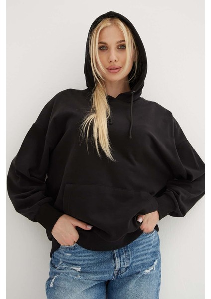 Pamuklu Oversize Kapüşonlu Sweat Bayan Sweat 23K0805K1 fiyatları