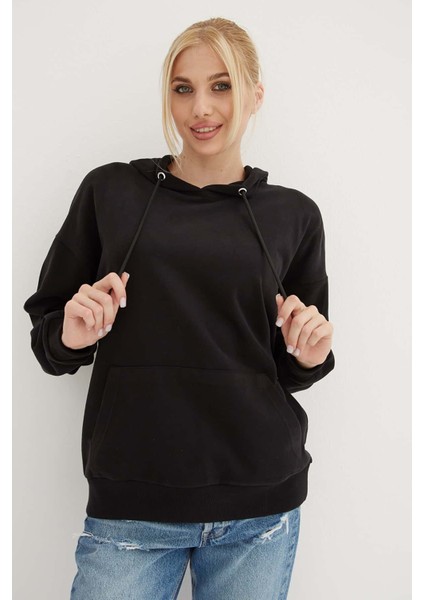 Pamuklu Oversize Kapüşonlu Sweat Bayan Sweat 23K0805K1 fırsatları