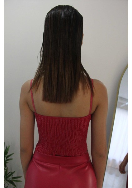 Gipeli Deri Crop Pembe
