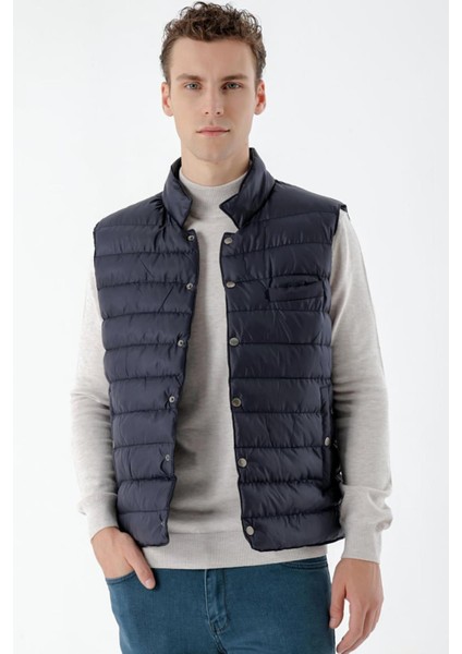 Slimfit Dik Yaka Çıt Çıt Kapamalı Astarlı Elyaf Dolgulu Şişme Yelek modelleri