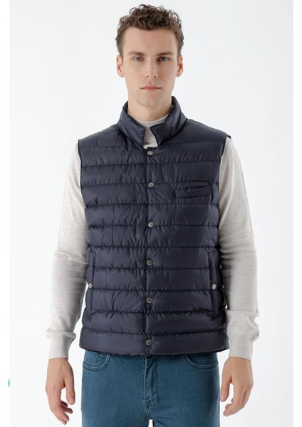 Slimfit Dik Yaka Çıt Çıt Kapamalı Astarlı Elyaf Dolgulu Şişme Yelek indirimleri