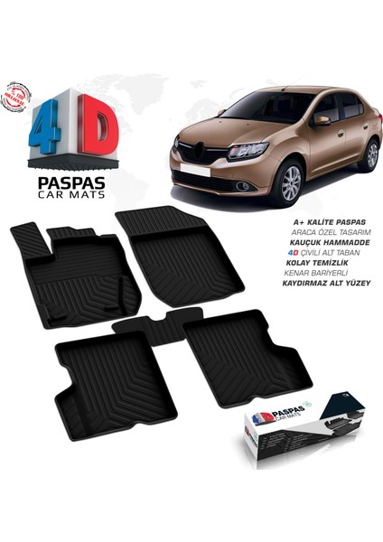 Renault Symbol 3 4D Havuzlu Paspas A+ Kalite 2013-2017 A+ Kalite