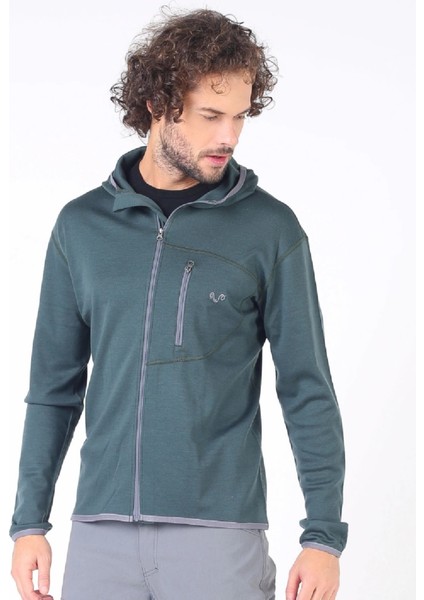 Maestro Fermuarlı Kapüşonlu Erkek Sweatshirt - Gre