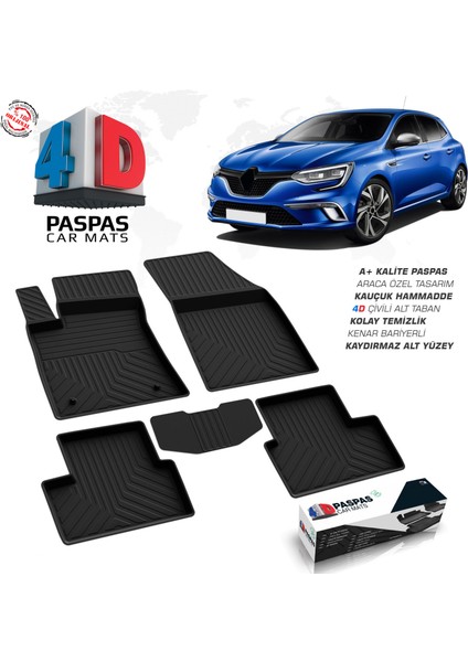 Renault Megane 4 HB 4D Havuzlu Paspas 2016-2020 A+ Kalite