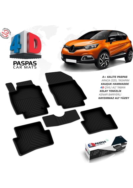 Renault Captur 4D Havuzlu Paspas 2013-2020 A+ Kalite