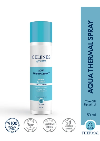 Celenes By Sweden  Yatıştırıcı Ferahlatıcı Nemlendirici Thermal Su Spreyi 150 ml