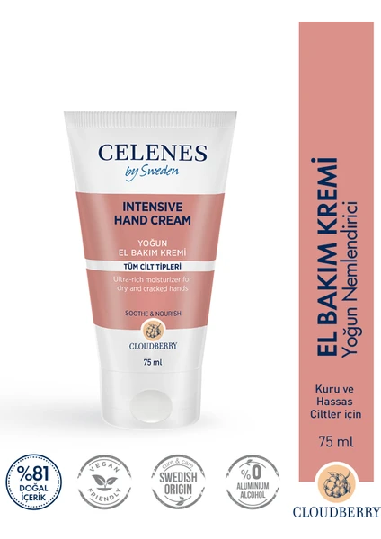 Celenes By Sweden Yoğun Nemlendirici Cloudberry El Bakım Kremi Kuru ve Hassas Ciltler 75 ml