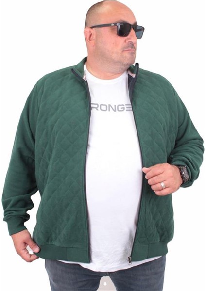 Büyük Beden Fermuarlı Hırka Uzun Kollu Kapitone Astar %50 Pamuk %50 Poly Yeşil fiyatları