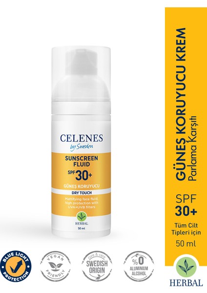 Celenes Herbal SPF30 Fluid Dry Touch Güneş Kremi 50 ml